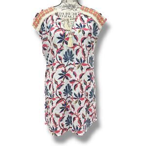 Roller Rabbit Size S Cotton Embroidered Floral Shift Dress Boho Cottage Prairie